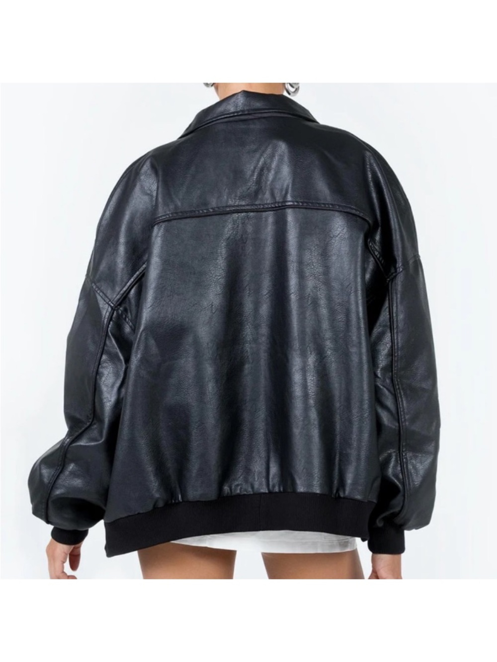 NWT - PRINCESS POLLY GOLDSMITH FAUX LEATHER BOMBER JACKET BLACK US 8 / AU 12 - Picture 2 of 6